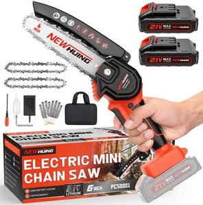 Mini Cordless Chainsaw Kit, Upgraded 6" -Hand Handheld Portable Chainsaw, 21V... - Picture 1 of 5