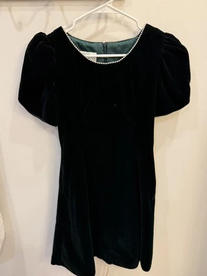 Jessica McClintock Girls Dress Green Velvet Pearl neckline SZ 8 VTG - Image 1 of 4