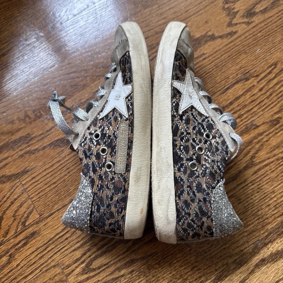 Golden Goose Superstar GGDB Size US 7.5 Silver Glitter Black/Brown/Tan Leopard - Image 1 of 4