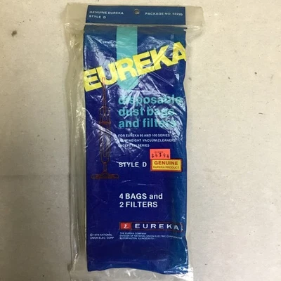 4 GENUINE Eureka Style D Vacuum Bags and 2 Filters vintage - Image 1 of 2