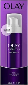 Crema de día Olay Age Defying antiarrugas 2 en 1 suero hidratante firme 1,7 oz paquete de 2 - Imagen 1 de 5