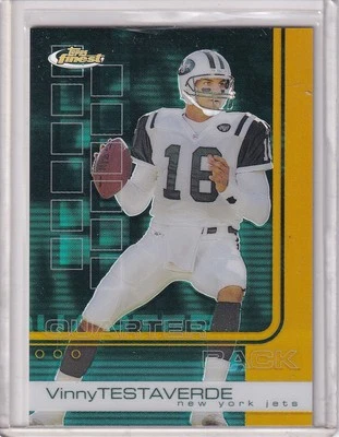 Vinnie Testaverde 15/25 Jets 2002 Finest Gold Refractor #20 - Image 1 of 2