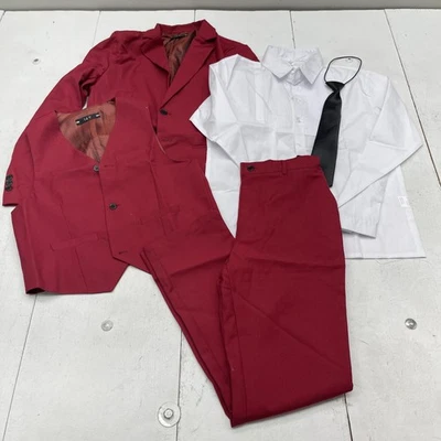 Conjunto de traje de 5 piezas para niños Chaqueta roja 14 años Pantalones Chaleco Corbata Camisa Formal Boda Foto 1 de 4