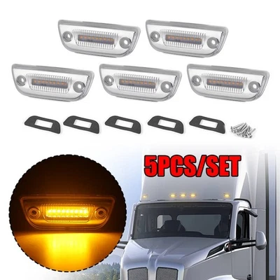 Luz marcadora LED ámbar para techo de cabina para Kenworth T680 T770 T880 Peterbilt Foto 1 de 4