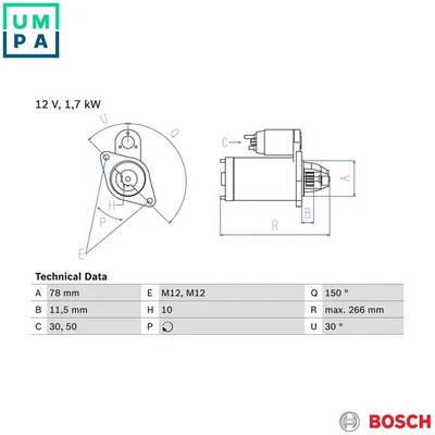 STARTER 0 986 014 940 FOR MERCEDES-BENZ CL-CLASS 124 SL G-CLASS/SUV E-CLASS 6.0L - Image 1 of 4