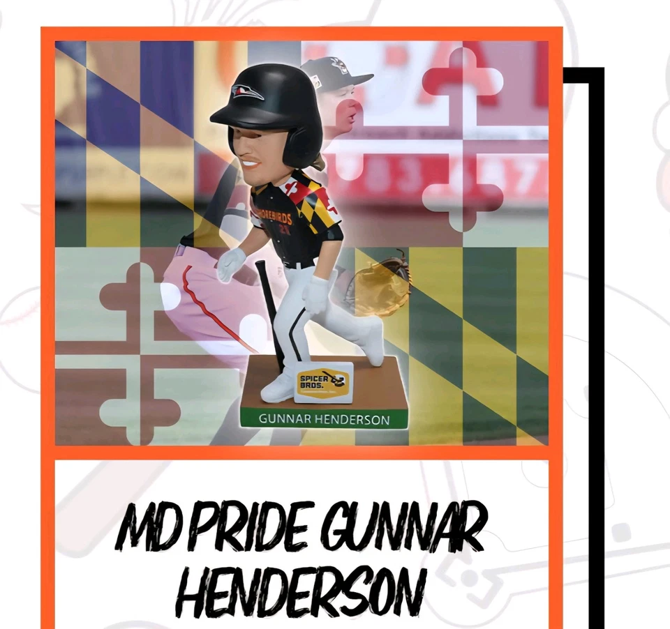 Gunnar Henderson Bobblehead, Baltimore Orioles Delmarva Shorebirds 2025 Foto 1 de 1