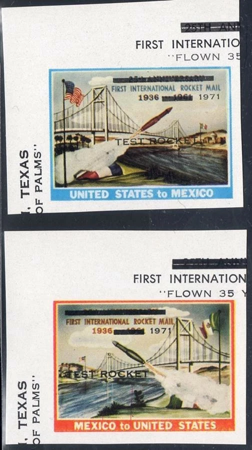 USA 1971 ROCKET MAIL to MEXICO x2 STAMPS MNH TEXAS, BRIDGE, SPACE - Image 1 of 1
