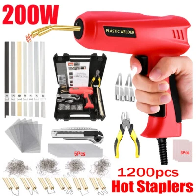 200W Hot Stapler Car Bumper Fender Welder Gun Plastic Repair Kit 1200 Staples US - Image 1 of 4