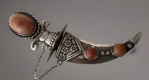 Vintage Mexican Sterling Silver Coral Sword & Sheath Dual Brooch - Picture 1 of 5