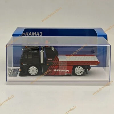 SH 1:64 KamaZ Spoon Sports Flatbed Tow Truck Black Diecast Model Car Collection - Image 1 of 4