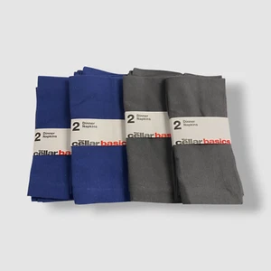 The Cellar Basics Blue & Gray Dinner Napkin Set of 8 - Picture 1 of 6