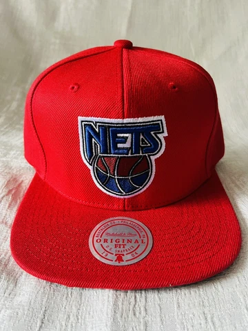 Mitchell & Ness Brooklyn Nets New Jersey Retro Logo HWC Red Snapback Hat Cap NEW Cover