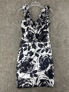 White House Black Market Damen weißes Satin Kleid Gr. 4 Party elegant Cocktail - Bild 1 von 15