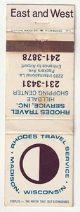 COPERTINA MATCHBOOK - SERVIZIO VIAGGI RODI - MADISON WISCONSIN - Foto 1 di 3