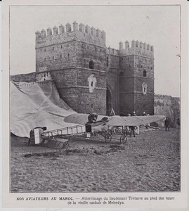 1912 -- LUFTFAHRT FLUGZEUG LANDUNG DES LTN TRETARRE IN MEHEDYA MAROKKO 3I198 - Bild 1 von 1