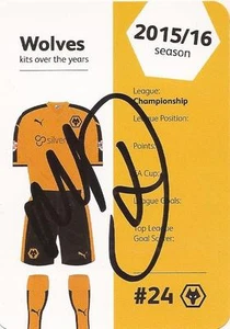 MATT DOHERTY SIGNED WOLVES KITS OVER THE YEARS 2015/2016 SEASON CARD+COA - Picture 1 of 1