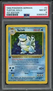 1999 Pokemon German Turtok (Blastoise) 2/10 Holo 1st Edition PSA 8 NM-MT - Picture 1 of 2