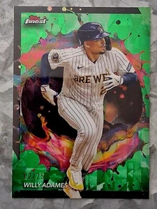 #253 Willy Adames 2024 Topps Finest Green Refractor - Milwaukee Brewers - Picture 1 of 2