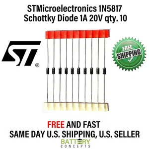 1N5817 Schottky Barrier Diode 1A 20V qty.10 FREE SHIPPING - Picture 1 of 4