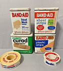 4 Vintage CURITY CURAD BAND-AID TIN Metal Box 2 Plastic Adhesive Tape Roll Empty
