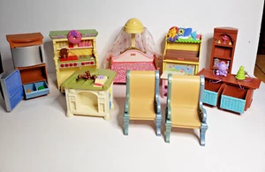 Lot of 10 Loving Family Fisher Price Furniture Pieces kitchen, daybed, bookcase - Picture 1 of 9