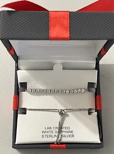 White Sapphire & Sterling Silver Beaded Adjustable Bolo Bracelet NIB $125 - Picture 1 of 9
