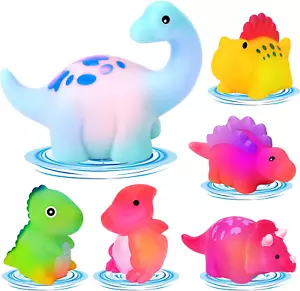 6 PCS Light up Floating Dinosaur Bath Toys Baby,Flashing Colourful LED Bathtub - Picture 1 of 12