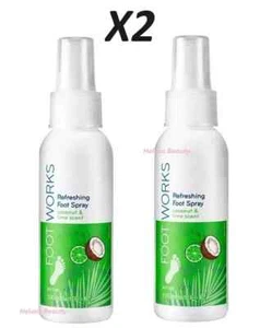 x2 AVON FOOTWORKS COCONUT & LIME REFRESHING FOOT SPRAY - 100ml BRAND NEW UK - Picture 1 of 4