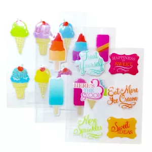 Eis Aufkleber Set 3 Packungen Maß Puffy Sommer Leckereien Süßigkeiten Kind Basteln - Bild 1 von 12