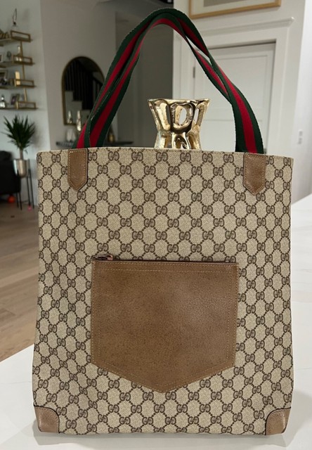 Gucci Brown GG Supreme Canvas Web Tote Gold Hardware Available For  Immediate Sale At Sotheby's