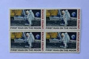 Scott #C76 AIR MAIL US POSTAGE BLOCK OF 4 - MAN ON MOON - MNH - FREE SHIP! - Picture 1 of 2