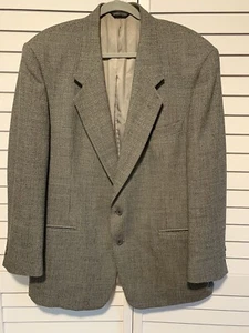 Vintage Pierre Cardin USA Blazer Sport Coat Mens 44L Brown Checked 2 Button Wool - Picture 1 of 10