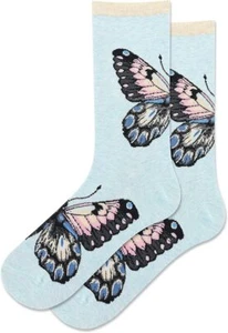 Hot Sox Women's Butterfly Crew Socks 1 Pair, Mint Heather, Women's 9-11 Shoe - Picture 1 of 1