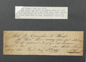 1839 Mary Ann Schmiede und Ofen Eisenblüte Lieferung nach Cunningham & Kemp PA - Bild 1 von 4