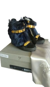 Giuseppe Zanotti LORENZ Schwarz Wildleder Leder Fell 38,5 8 Sneaker High Top Boot NEU - Bild 1 von 17