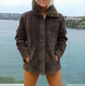 VINTAGE "Donna" 1970s-80s Suede-Faux Fur German Retro Jacket - Picture 1 of 7