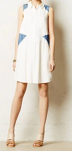 The Addison Story Mahjong Shirtdress Size Medium Blue Motif NW ANTHROPOLOGIE Tag - Picture 1 of 3