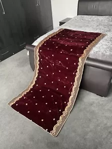 Maroon Embroidered Velvet Shawl | Bridal Shawl | Wedding Shawl | Wedding Gift - Picture 1 of 4