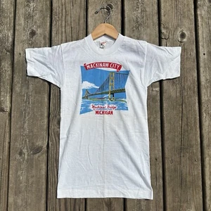Vintage 50s Champion Mackinaw Bridge Single Stitch Graph T-shirt Size 12  - Picture 1 of 6