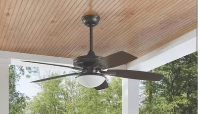 52" 2 Tone 5 Blade 3 Speed LED In/Out Natural Iron Finish Ceiling Fan YG836A-NI - Image 1 of 4