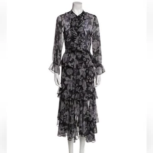 MISA LOS ANGELES Adora Agnese Maxi Dress in Grey Floral Size S Small Black - Picture 1 of 12