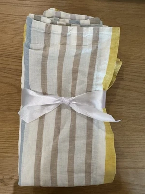 2 linhas verdes coloridas listras finas algodão linho Euro Shams amarelo pastel azul - Imagem 1 de 4