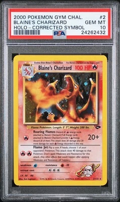 Blaines Charizard 修正 2000 Pokemon Fire 符号健身房挑战 PSA 10 完好 — 第 1/2 张图片