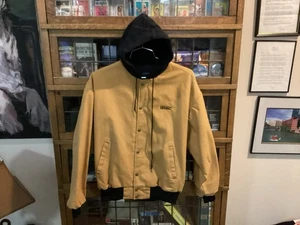 Vintage GMC Swingster Workwear Heavy Canvas Tan Snap Up Jacket w Hood Gr. M - Cool - Bild 1 von 17