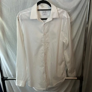 Calvin Klein Men's White Infinite Color Slim Fit Dress Shirt Size 16-16.5 32/33 - Picture 1 of 7