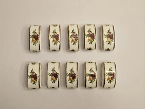Royal Albert Old Country Roses Bone China Napkin Rings Set of 10 - Picture 1 of 14