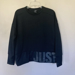 Nike Women's Dri-Fit Ribbed Cropped Black “Just Do It” Sweatshirt; Size Small - Picture 1 of 5