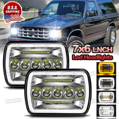 Par de faros LED 5x7" 7x6" halo alto/bajo para Chevy S10 Blazer 82-93 para GMC S15 Foto 1 de 4