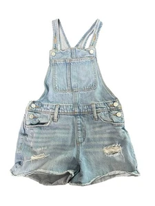 Old Navy Youth Girls Short Overalls Size L 10/12 Distressed Adj Straps - Picture 1 of 5