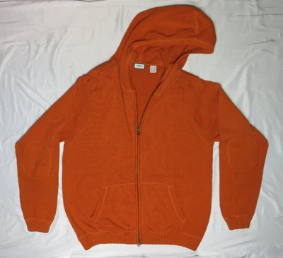 IZOD XL BURNT ORANGE SWEATER HOODIE JACKET 2-WAY ZIPPER FRONT HEAVYWEIGHT COTTON - Image 1 of 4